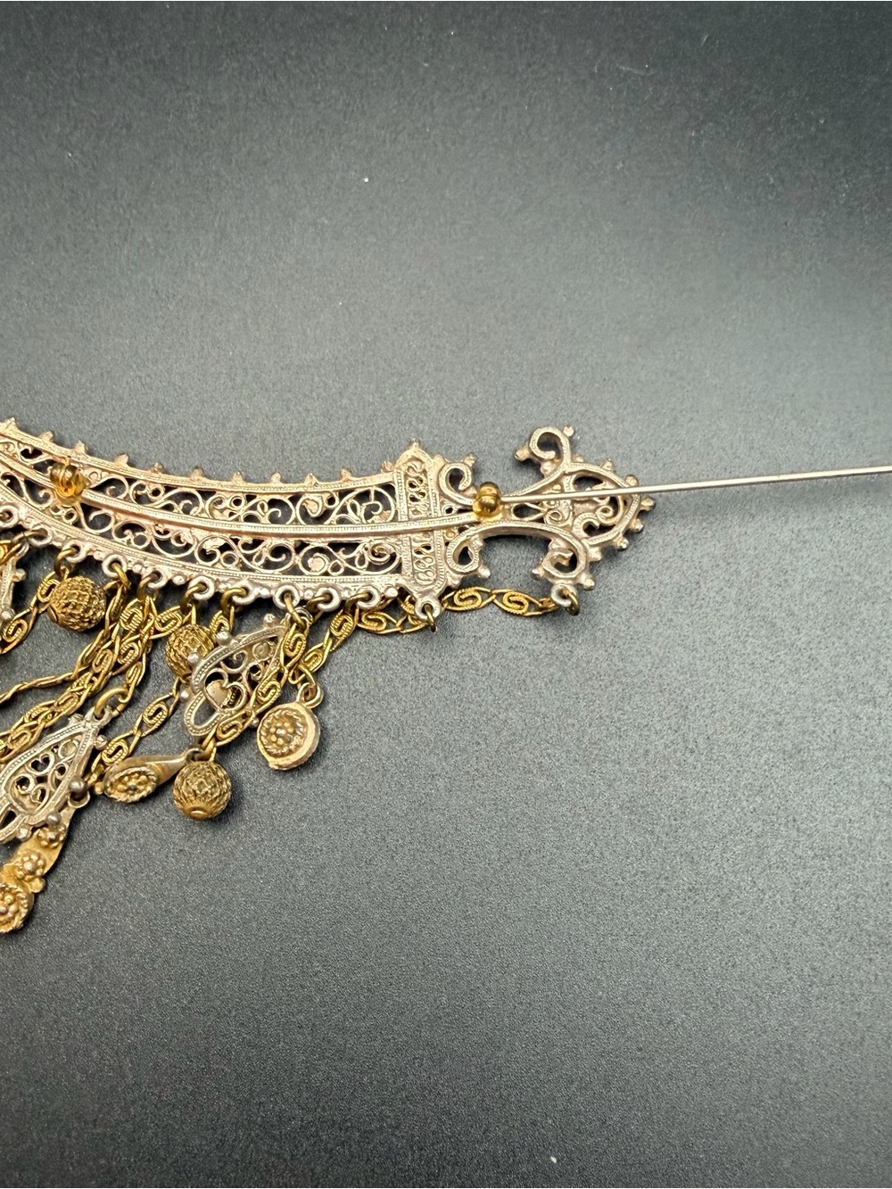 Vintage Jambiya or Scimitar dagger filigree brooch #809 - Picture 11 of 12